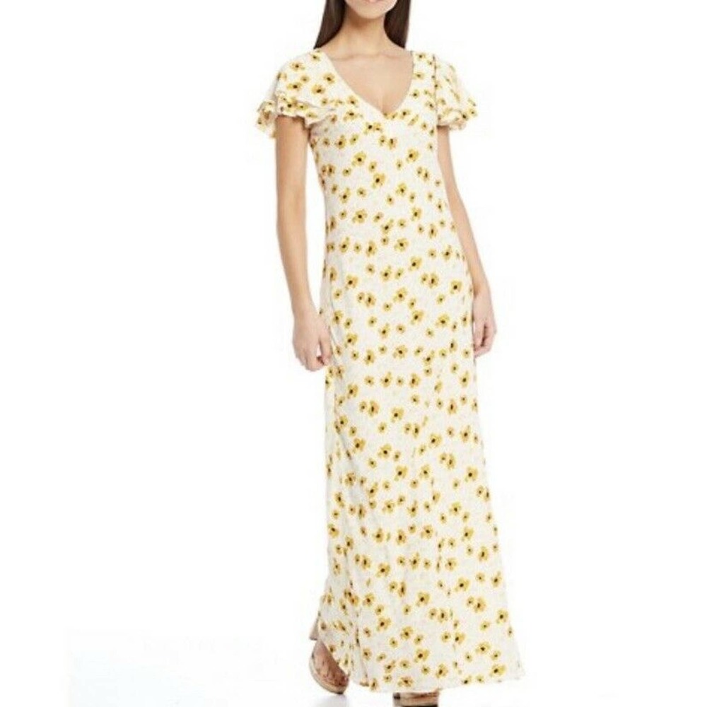 Chelsea & Violet Marbella Sunflower Floral Maxi Dress M NWT